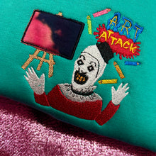 Load image into Gallery viewer, Art The Clown Terrifier Art Attack Halloween Embroidered Tshirt