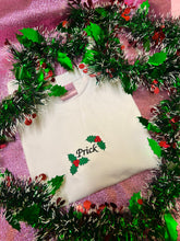 Load image into Gallery viewer, Holly and Berries Prick Embroidered Christmas Tshirt