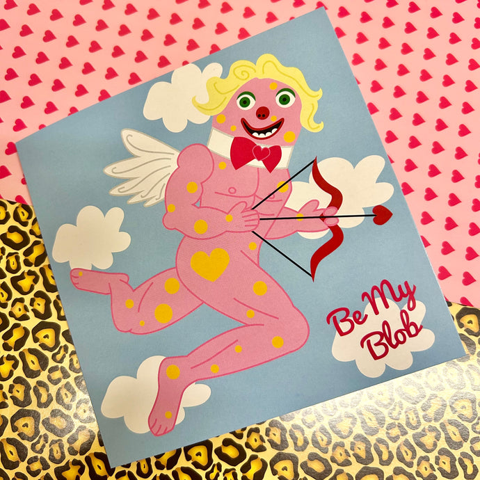 Cupid Mr Blobby Valentines Greetings Card