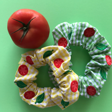 Load image into Gallery viewer, Salad Lettuce and Tomato Gingham Embroidered Scrunchie