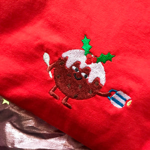 Christmas Pudding Embroidered Tshirt