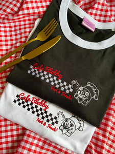 Cafe Blobby Embroidered Ringer Tshirt