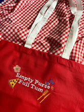 Load image into Gallery viewer, SALE -  Empty Purse, Full Tum Embroidered Slogan Tote Bag