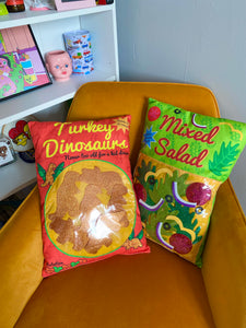 Turkey Dinosaurs Food Packet Printed Cushion