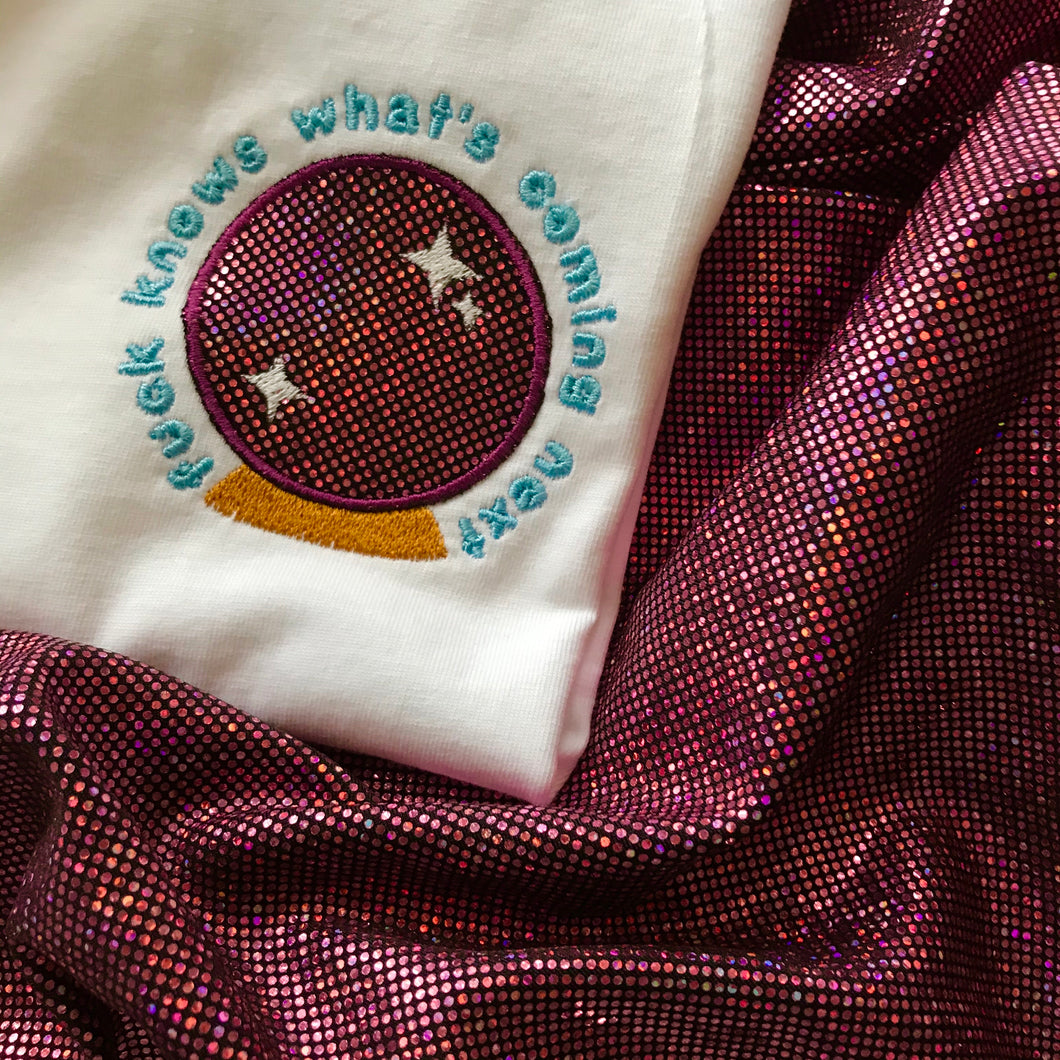 What's Coming Next Crystal Ball Embroidered Sweatshirt