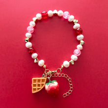 Load image into Gallery viewer, Strawberry Waffle Charm Bracelet