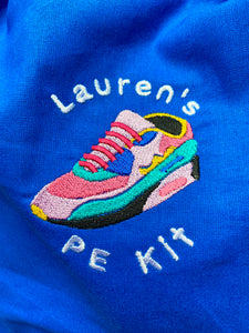 Personalised Trainer PE Kit Embroidered Drawstring Bag