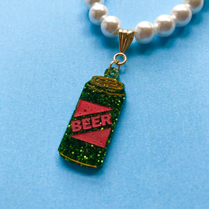 Magic Beer Can Glitter Charm Necklace