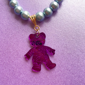 Doodle Bear Mirrored Charm Necklace