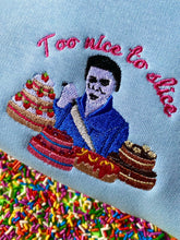 Load image into Gallery viewer, Michael Myers Cake Slices Halloween Embroidered Tshirt