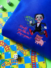 Load image into Gallery viewer, Play a Game Saw Clown Halloween Embroidered Tshirt