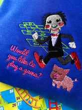 Load image into Gallery viewer, Play a Game Saw Clown Halloween Embroidered Sweatshirt