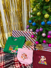 Load image into Gallery viewer, Mr Blobby By The Fire Christmas Embroidered Tshirt