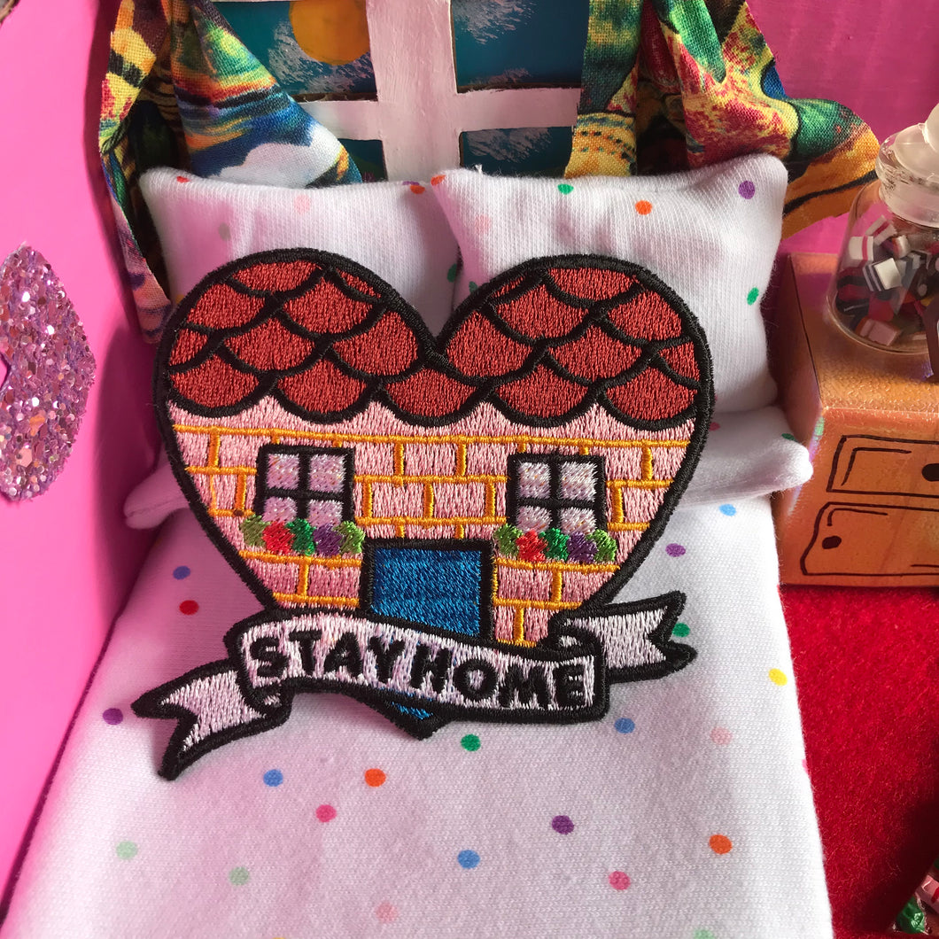 Stay Home Embroidered Iron on Patch