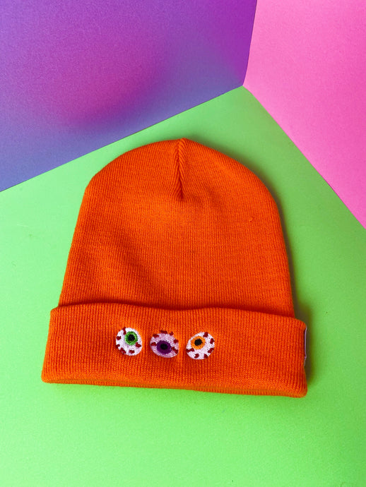 SALE - Halloween Embroidered Motif Cuffed Beanie Hat