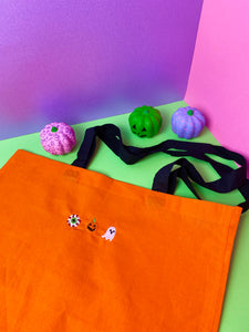Halloween Motif Embroidered Tote Bag