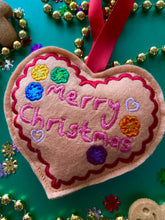 Load image into Gallery viewer, Gingerbread Scented Embroidered Christmas Decoration