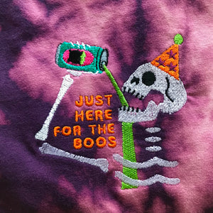 Just Here for the Boos Skeleton Embroidered Halloween Tshirt
