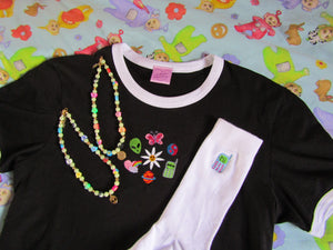 SALE - 90's Core Motif Embroidered Ringer Tshirt