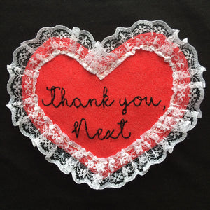Thank You, Next Denim and Lace hand embroidered sew on patch/badge