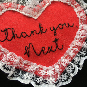 Thank You, Next Denim and Lace hand embroidered sew on patch/badge