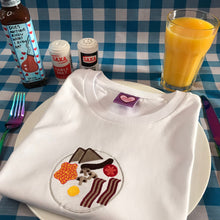 Load image into Gallery viewer, English Breakfast Fry Up Dinner Plate Embroidered Tshirt